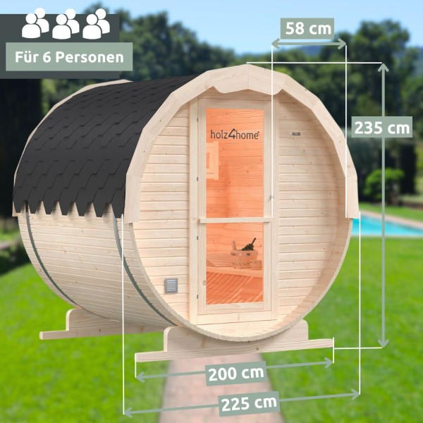 Fass-Sauna Pini wood Größe XL